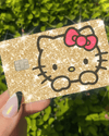 Gold  Bling Reflective Big Pink Cat - Exotix Card