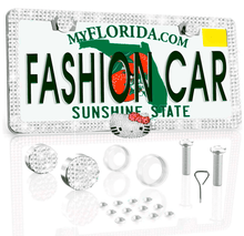  SILVER LICENSE PLATE DIAMONDS PINK CAT ULTRA BLING - Exotix Card