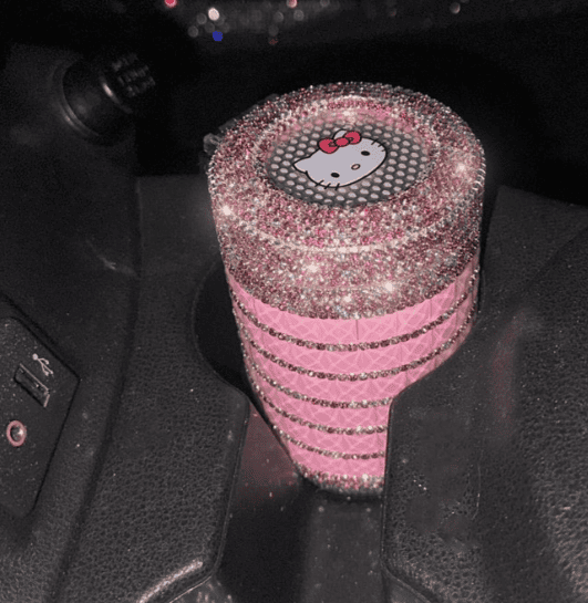 Crystal Diamond Ashtray Car Pink Cat - Exotix Card