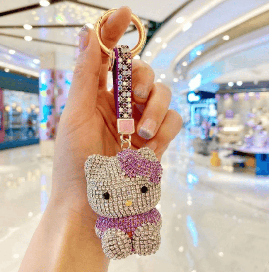 CRYSTAL KEYCHAIN, KEY CHAINS CAT WITH ULTRA BLING RHINESTONES - Exotix Card