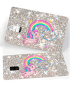 Silver Ultra Bling Reflective Back Information Unicorn Pink